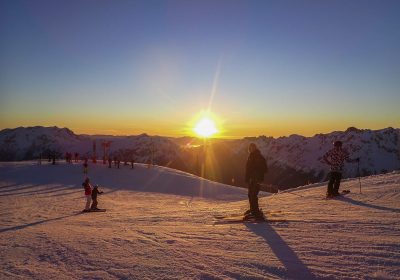 Ski coucher de soleil