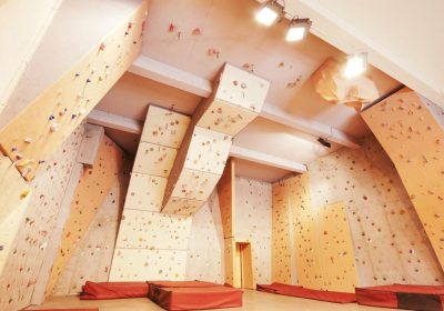 Climbing wall and boulder zone