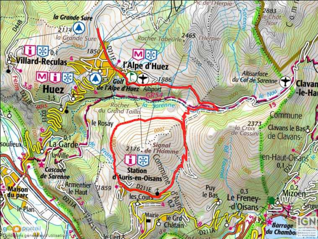 Carte de l’itinéraire le tour du Signal de l’Homme